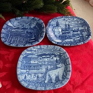 Vintage Julen Rorstrand Sweden Collectors Plates, 1975, 1981, 1985. Set of 3.